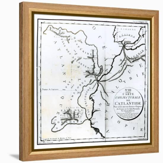 Map of the Island of Atlantis, Bory of St-Vincent and Engraved by E. Collin-null-Framed Premier Image Canvas