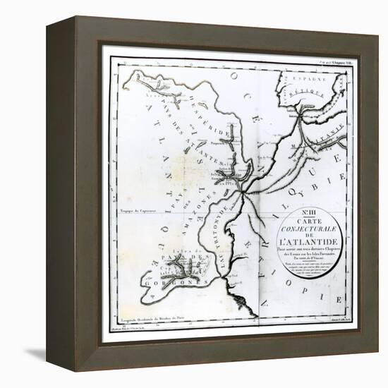Map of the Island of Atlantis, Bory of St-Vincent and Engraved by E. Collin-null-Framed Premier Image Canvas