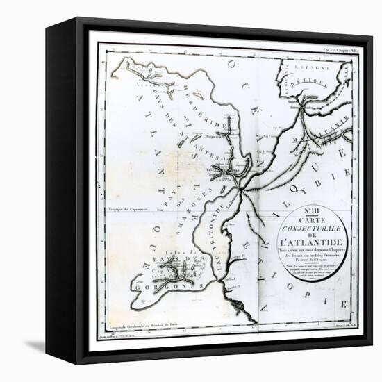 Map of the Island of Atlantis, Bory of St-Vincent and Engraved by E. Collin-null-Framed Premier Image Canvas