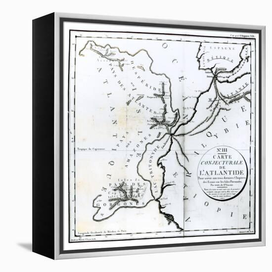 Map of the Island of Atlantis, Bory of St-Vincent and Engraved by E. Collin-null-Framed Premier Image Canvas