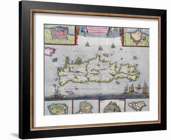 Map of the Island of Candia (Crete) with the Sea Port of Herakleion, circa 1680-Frederick de Wit-Framed Giclee Print