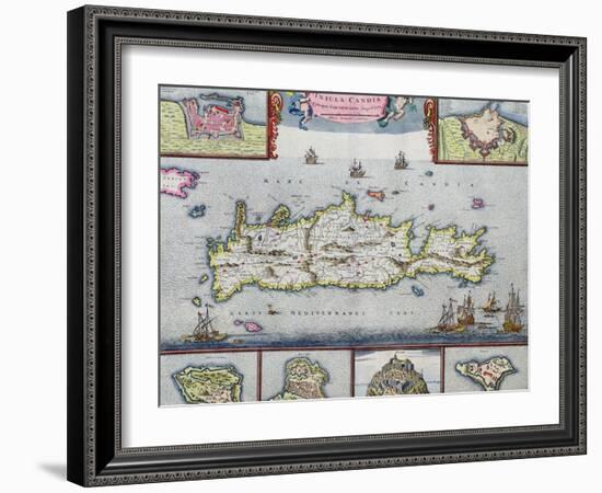 Map of the Island of Candia (Crete) with the Sea Port of Herakleion, circa 1680-Frederick de Wit-Framed Giclee Print