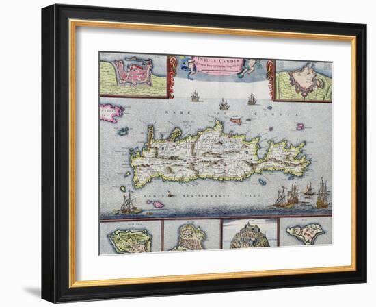 Map of the Island of Candia (Crete) with the Sea Port of Herakleion, circa 1680-Frederick de Wit-Framed Giclee Print