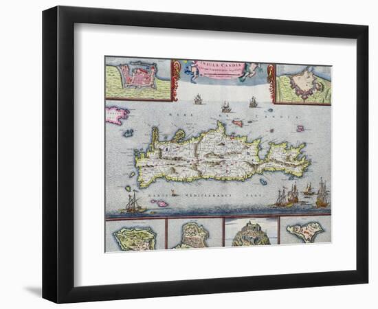 Map of the Island of Candia (Crete) with the Sea Port of Herakleion, circa 1680-Frederick de Wit-Framed Giclee Print