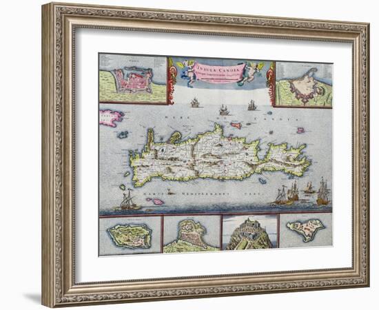 Map of the Island of Candia (Crete) with the Sea Port of Herakleion, circa 1680-Frederick de Wit-Framed Giclee Print