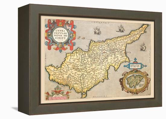 Map of the Island of Cyprus-Abraham Ortelius-Framed Stretched Canvas