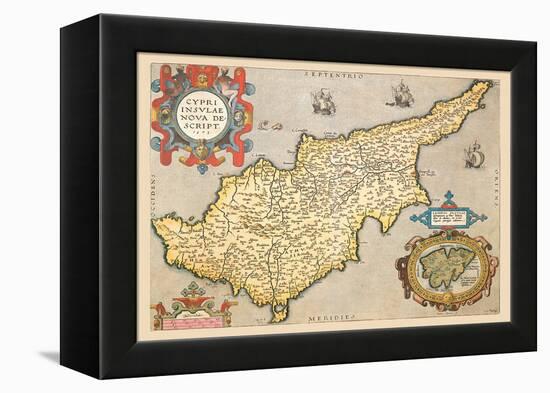 Map of the Island of Cyprus-Abraham Ortelius-Framed Stretched Canvas