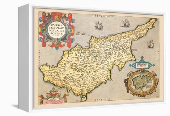 Map of the Island of Cyprus-Abraham Ortelius-Framed Stretched Canvas