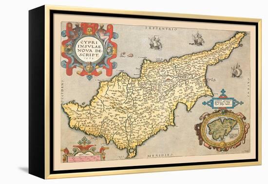 Map of the Island of Cyprus-Abraham Ortelius-Framed Stretched Canvas