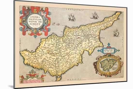 Map of the Island of Cyprus-Abraham Ortelius-Mounted Art Print