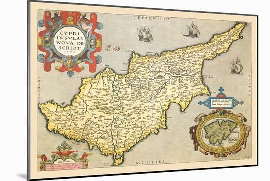 Map of the Island of Cyprus-Abraham Ortelius-Mounted Art Print