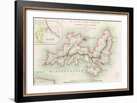 Map of the Island of Elba, 1814-Baron Louis Albert Bacler D'albe-Framed Giclee Print