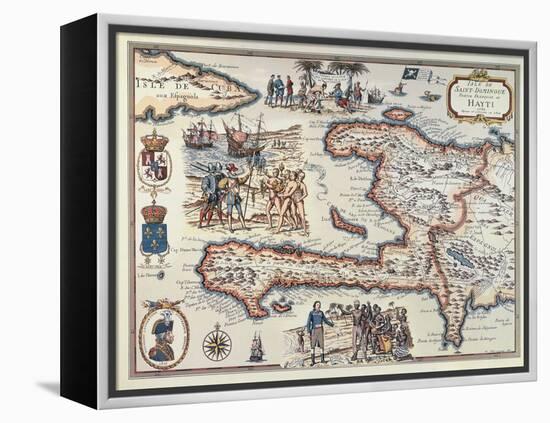 Map of the Island of Haiti, 1789-null-Framed Premier Image Canvas