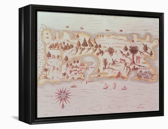 Map of the Island of Puerto Rico, 1599-Samuel de Champlain-Framed Premier Image Canvas