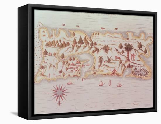 Map of the Island of Puerto Rico, 1599-Samuel de Champlain-Framed Premier Image Canvas