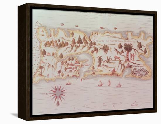 Map of the Island of Puerto Rico, 1599-Samuel de Champlain-Framed Premier Image Canvas