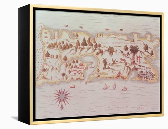 Map of the Island of Puerto Rico, 1599-Samuel de Champlain-Framed Premier Image Canvas