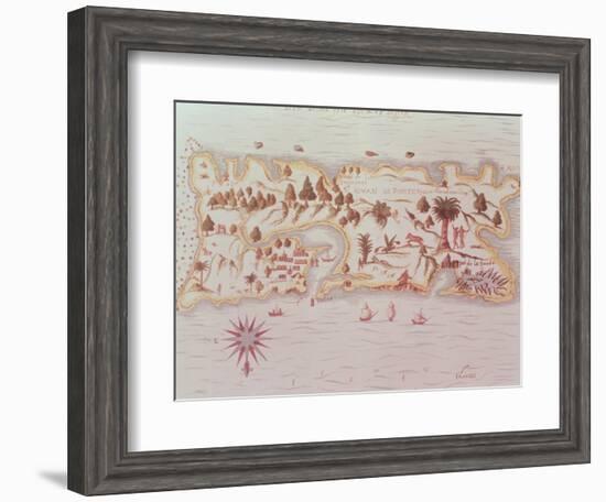 Map of the Island of Puerto Rico, 1599-Samuel de Champlain-Framed Giclee Print