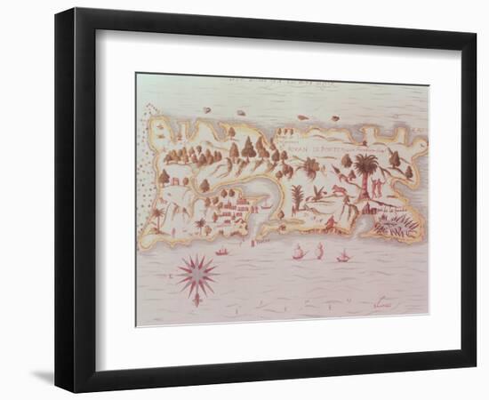 Map of the Island of Puerto Rico, 1599-Samuel de Champlain-Framed Giclee Print