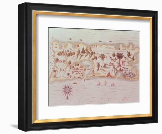 Map of the Island of Puerto Rico, 1599-Samuel de Champlain-Framed Giclee Print