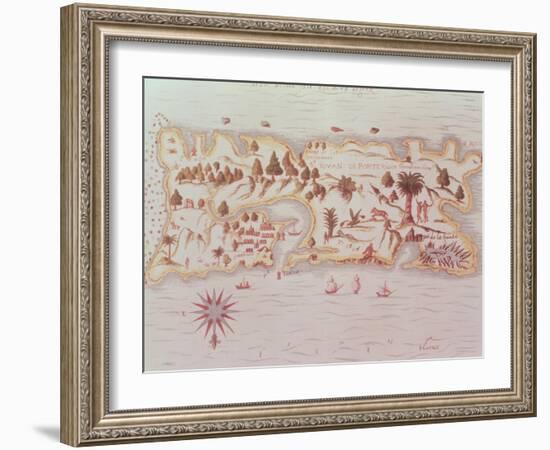 Map of the Island of Puerto Rico, 1599-Samuel de Champlain-Framed Giclee Print