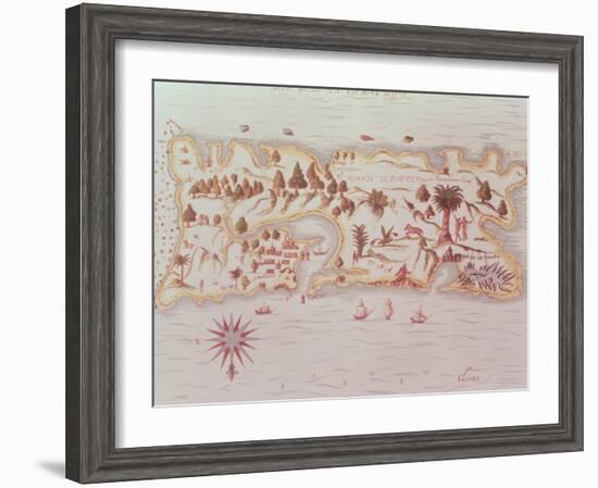 Map of the Island of Puerto Rico, 1599-Samuel de Champlain-Framed Giclee Print