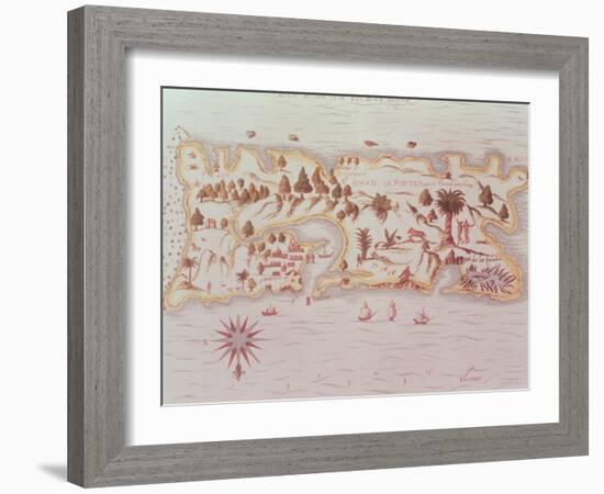 Map of the Island of Puerto Rico, 1599-Samuel de Champlain-Framed Giclee Print