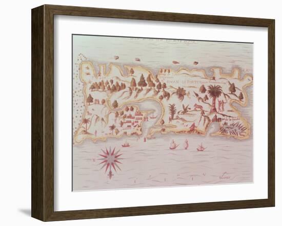 Map of the Island of Puerto Rico, 1599-Samuel de Champlain-Framed Giclee Print