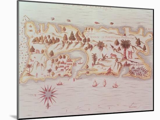 Map of the Island of Puerto Rico, 1599-Samuel de Champlain-Mounted Giclee Print