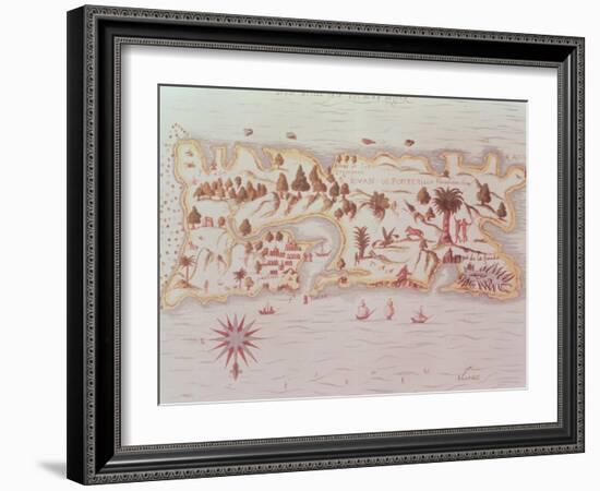 Map of the Island of Puerto Rico, 1599-Samuel de Champlain-Framed Giclee Print