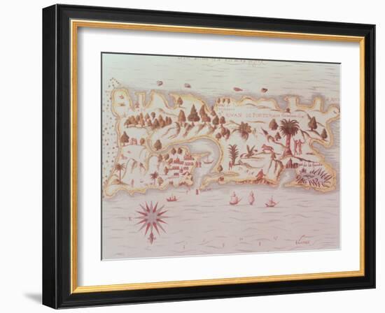 Map of the Island of Puerto Rico, 1599-Samuel de Champlain-Framed Giclee Print