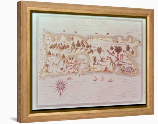 Map of the Island of Puerto Rico, 1599-Samuel de Champlain-Framed Premier Image Canvas