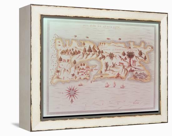 Map of the Island of Puerto Rico, 1599-Samuel de Champlain-Framed Premier Image Canvas