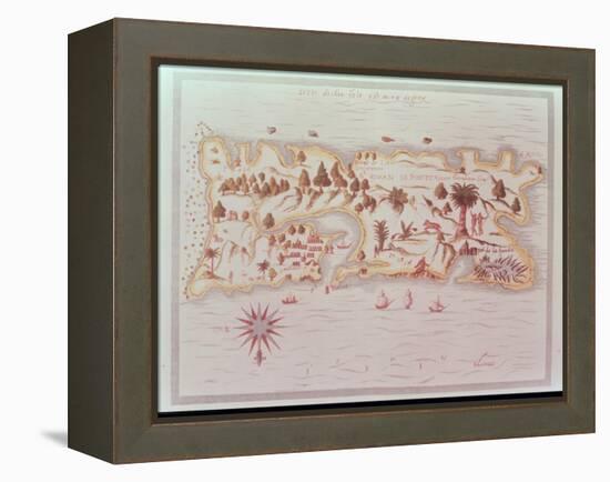 Map of the Island of Puerto Rico, 1599-Samuel de Champlain-Framed Premier Image Canvas