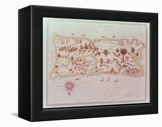 Map of the Island of Puerto Rico, 1599-Samuel de Champlain-Framed Premier Image Canvas