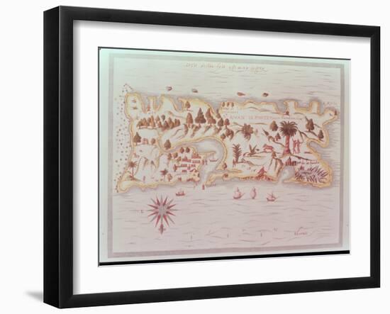 Map of the Island of Puerto Rico, 1599-Samuel de Champlain-Framed Giclee Print