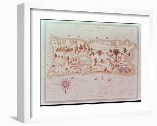 Map of the Island of Puerto Rico, 1599-Samuel de Champlain-Framed Giclee Print