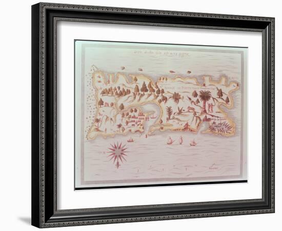 Map of the Island of Puerto Rico, 1599-Samuel de Champlain-Framed Giclee Print