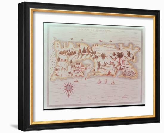 Map of the Island of Puerto Rico, 1599-Samuel de Champlain-Framed Giclee Print