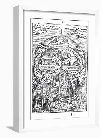 Map of the Island of Utopia, Book Frontispiece, 1563-null-Framed Giclee Print