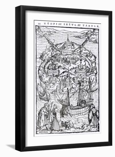 Map of the Island of Utopia, Book Frontispiece-null-Framed Giclee Print