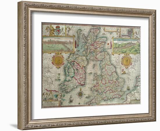 Map of the Kingdom of Great Britain and Ireland, 1610-Jodocus Hondius-Framed Giclee Print