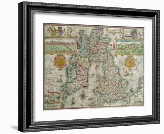 Map of the Kingdom of Great Britain and Ireland, 1610-Jodocus Hondius-Framed Giclee Print