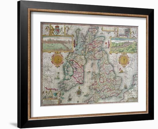 Map of the Kingdom of Great Britain and Ireland, 1610-Jodocus Hondius-Framed Giclee Print