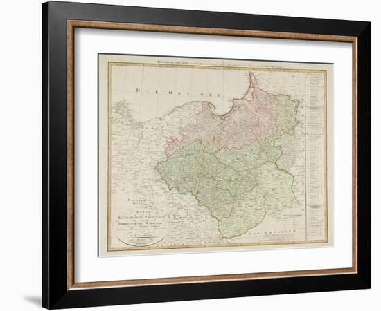 Map of the Kingdom of Prussia and the Duchy of Warsaw, 1810-Daniel Friedrich Sotzmann-Framed Giclee Print
