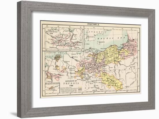 Map of the Kingdom of Prussia in 1786, and Brandenburg in 1415-null-Framed Giclee Print