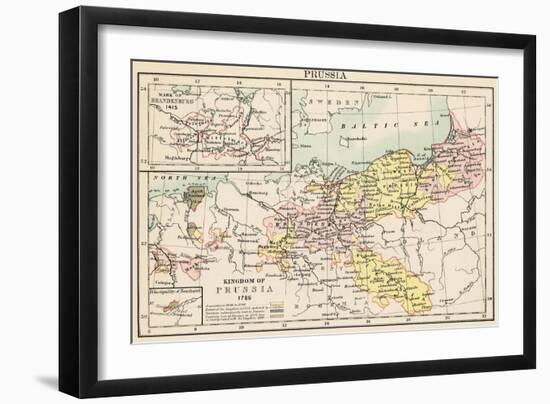 Map of the Kingdom of Prussia in 1786, and Brandenburg in 1415-null-Framed Giclee Print