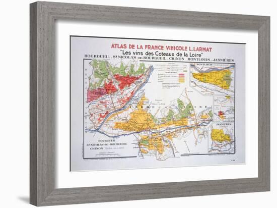 Map of the Loire Region: Bourgueil-null-Framed Giclee Print