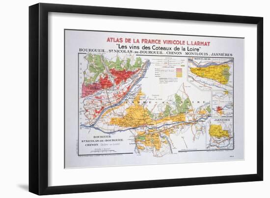 Map of the Loire Region: Bourgueil-null-Framed Giclee Print