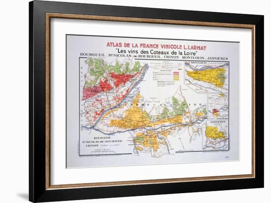 Map of the Loire Region: Bourgueil-null-Framed Giclee Print